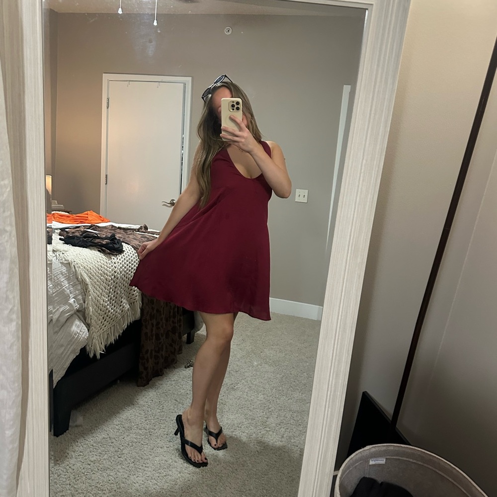 Free People Silky Burgundy Dress